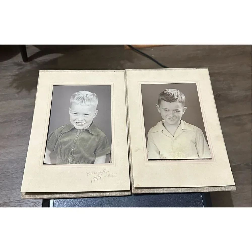 Vintage 1950s 2 8x10 Children Boys Portraits Retro